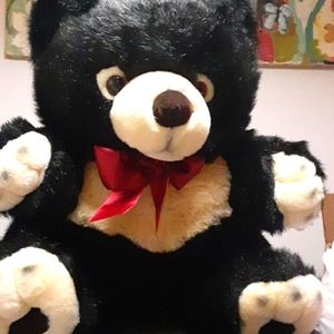 Vintage JS Toys 14" Huggable Black Bear Plush